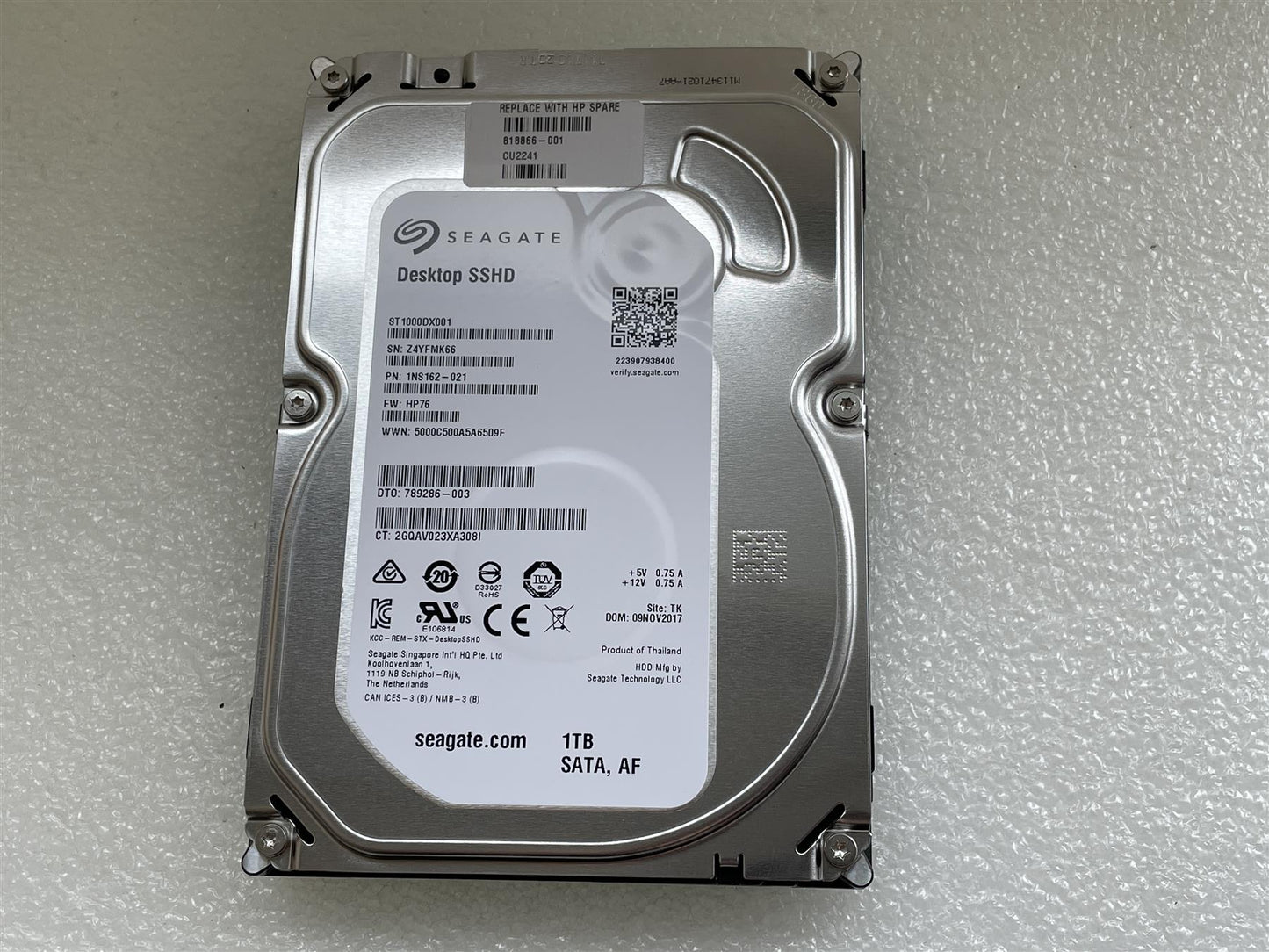 A102 - For HP 818866-001 Seagate ST1000DX001 Desktop SSHD Hybrid Drive 3.5 inch SATA