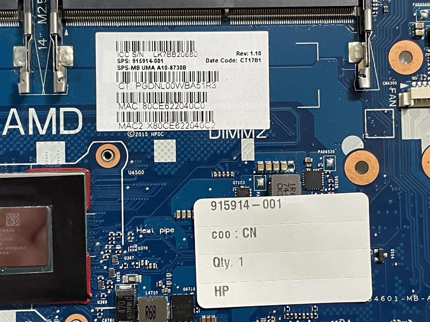 For HP EliteBook 745 755 G4 Motherboard 915914-001 AMD A10 Pro-8730B UMA NEW