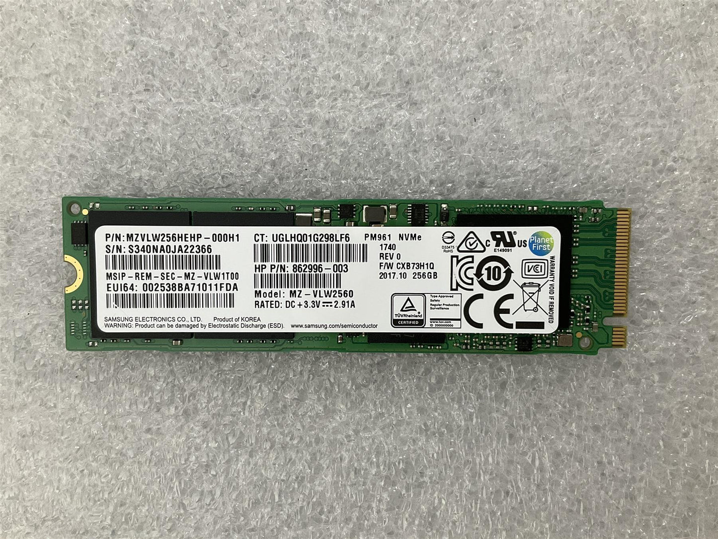 For HP L24528-001 Samsung PM961 MZVLW256HEHP SSD Solid State Drive M.2 NVMe NEW