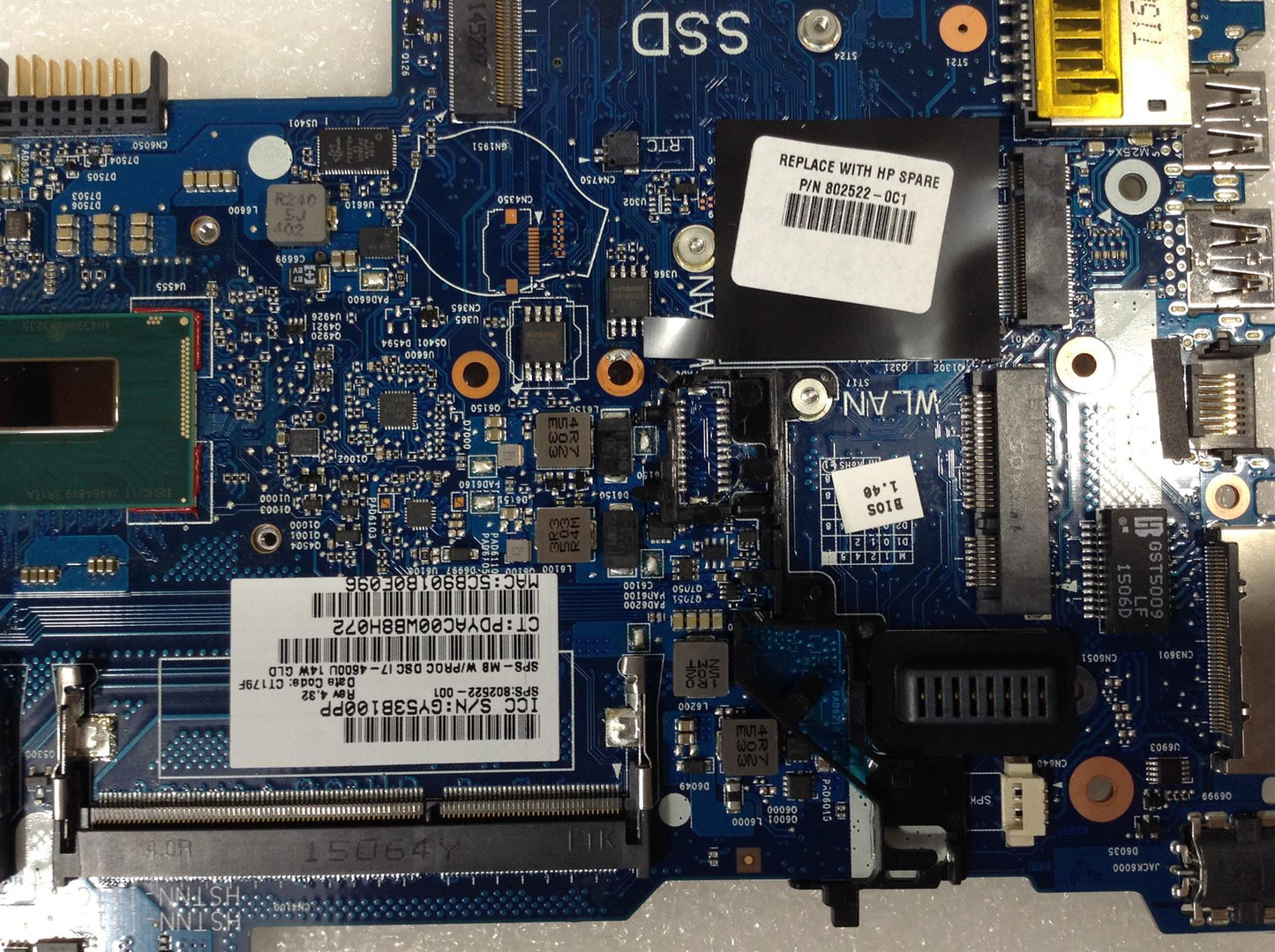 HP ZBOOK 14 802522-0C1 Motherboard 802522-001 802522 501 601 PCNB i7-4600U 14W