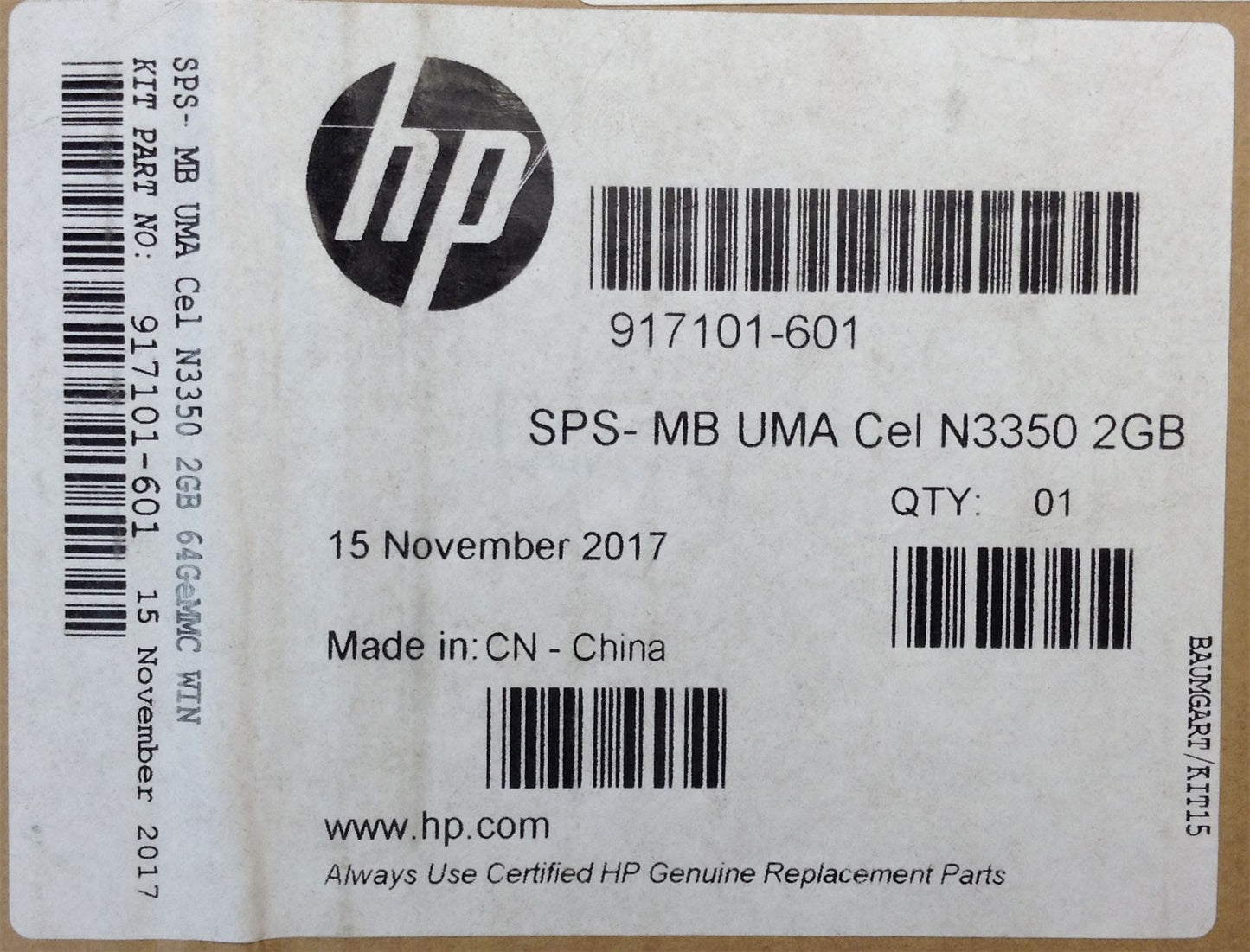 HP ProBook x360 11 G1 PC Intel Celeron N3350 917101-601 C326BB2000R Motherboard ICC S/N: C326BB2000R CT: PGHFK00WB5301V ( Compatible 917104-001 917104-601 917105-001 917105-601 917103-001 917103-601 917102-001 917102-601 )