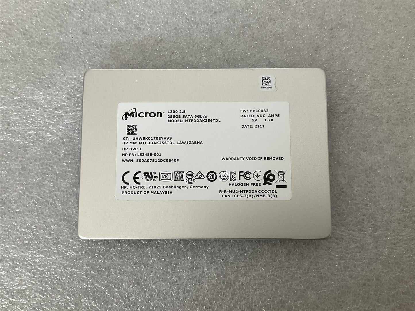 HP 848239-001 Micron 1300 MTFDDAK256TDL SSD Solid State Drive 256GB NEW SATA