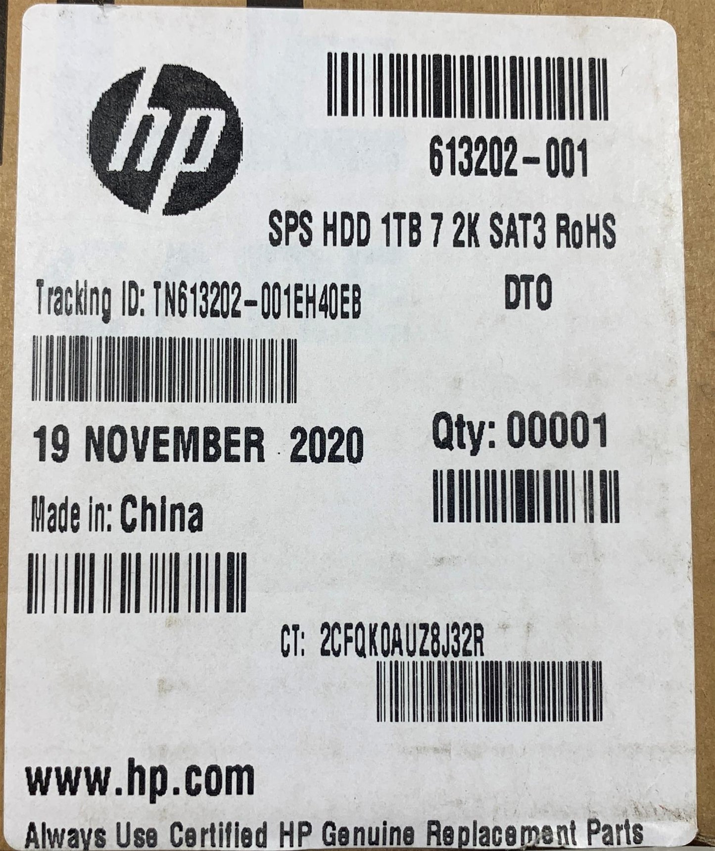 HP 613202-001 Toshiba DT01ACA100 HDD Hard Disk Drive 1TB 1000 GB 7200RPM SATA