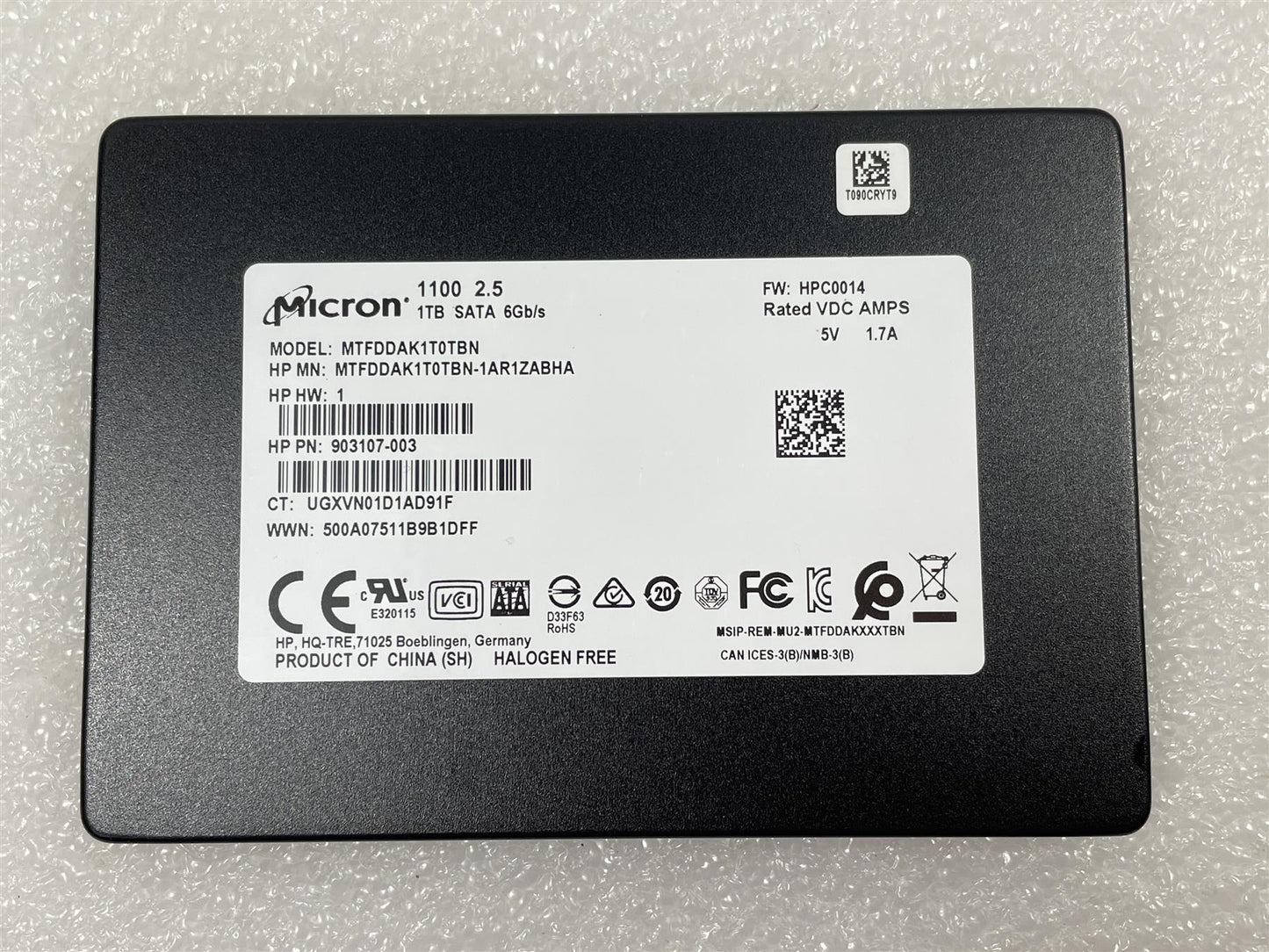 for HP L30762-001 Micron MTFDDAK1T0TBN 1TB 1100 2.5 inch SATA SSD Solid State Drive