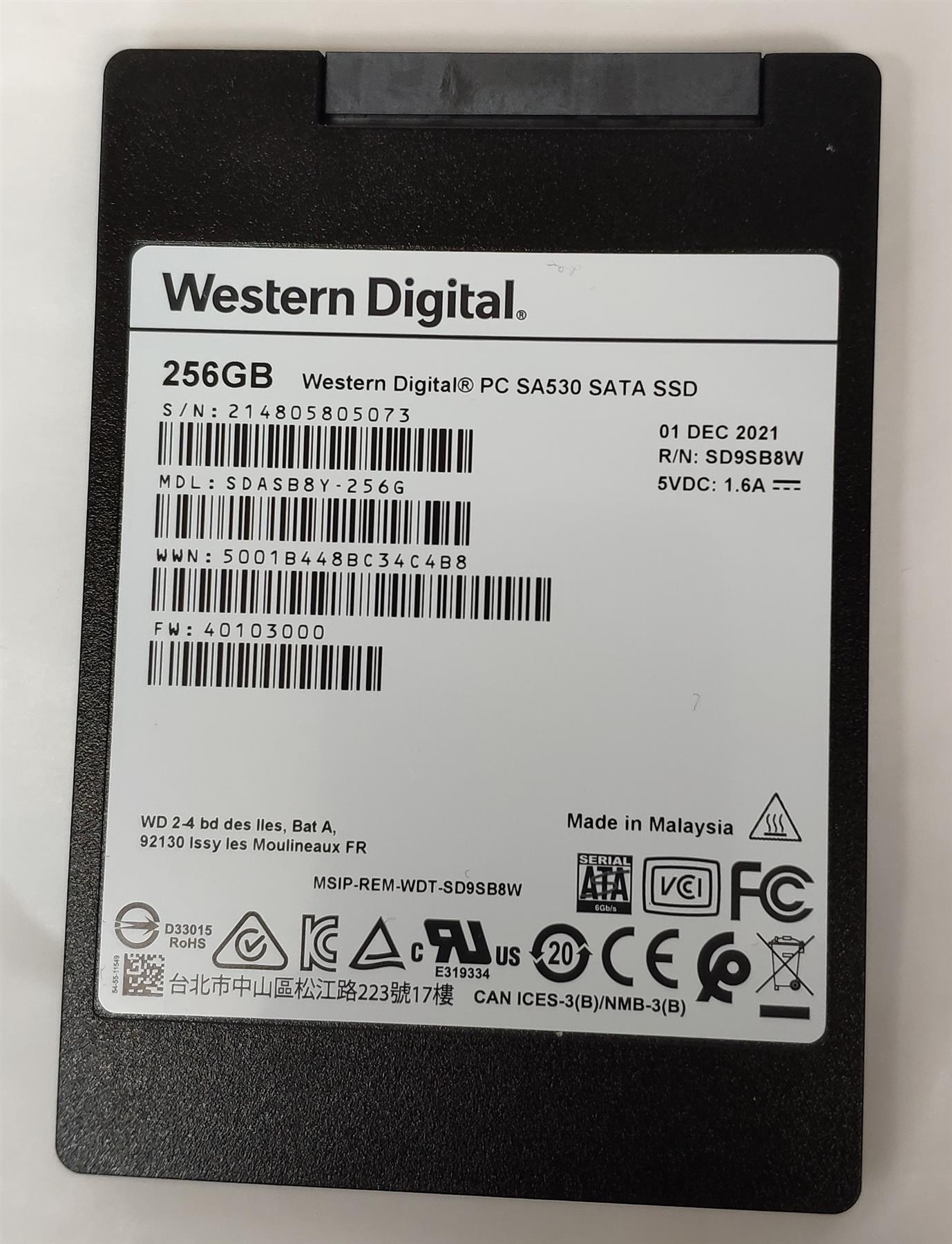 For Western Digital 256GB SA530 WD SATA 2.5 Inch Solid State Disk Drive SSD