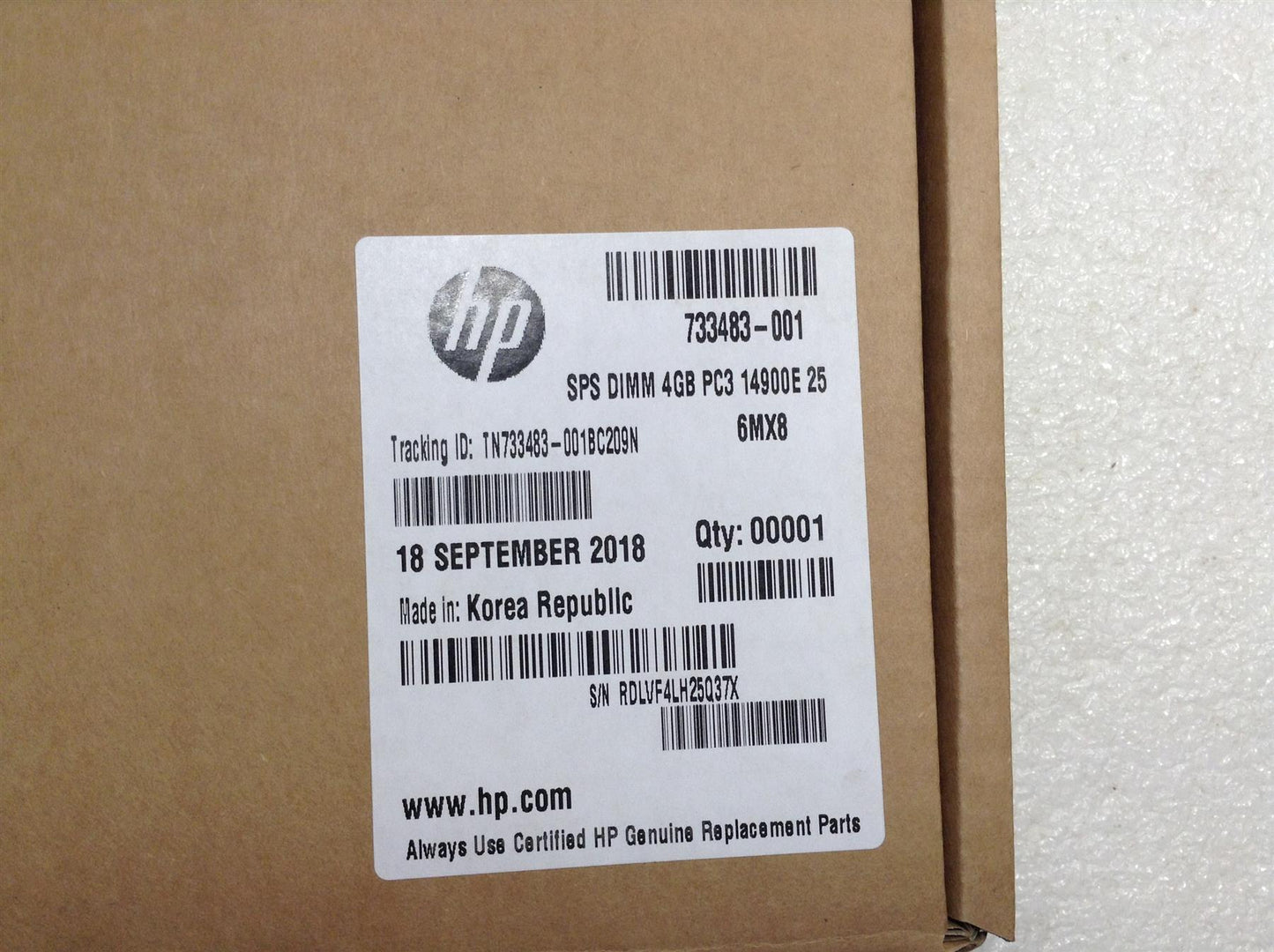 HP 733483-001 RAM 4GB 4 GB 1866 PC3-14900E Dual Memory ECC NEW