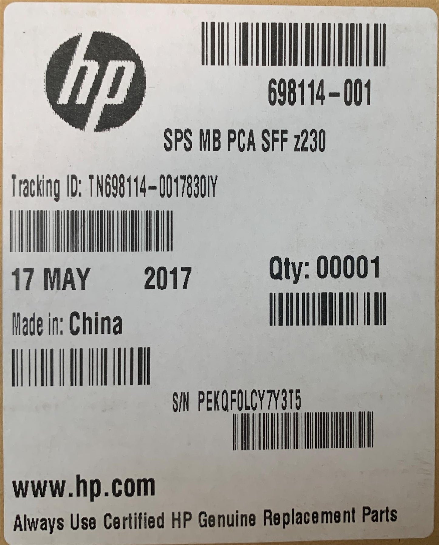 HP Z230 Small Form Factor Workstation 698114-601 698114-001 501 601 Motherboard Genuine NEW