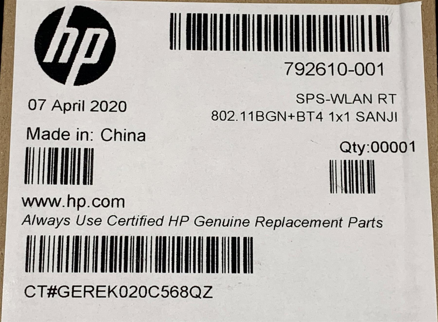 HP 792610-001 792204 Realtek RTL8723BE Wifi Wi-Fi WLAN Wireless Card GENUINE NEW