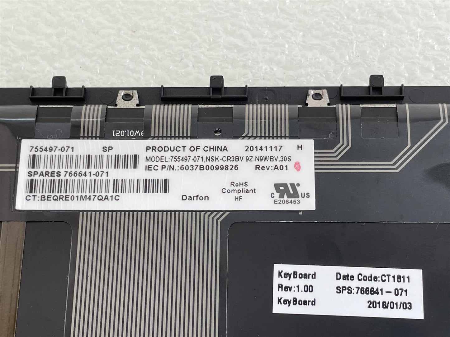 For HP Pro x2 612 G1 766641-071 Keyboard Spanish Genuine Original NEW