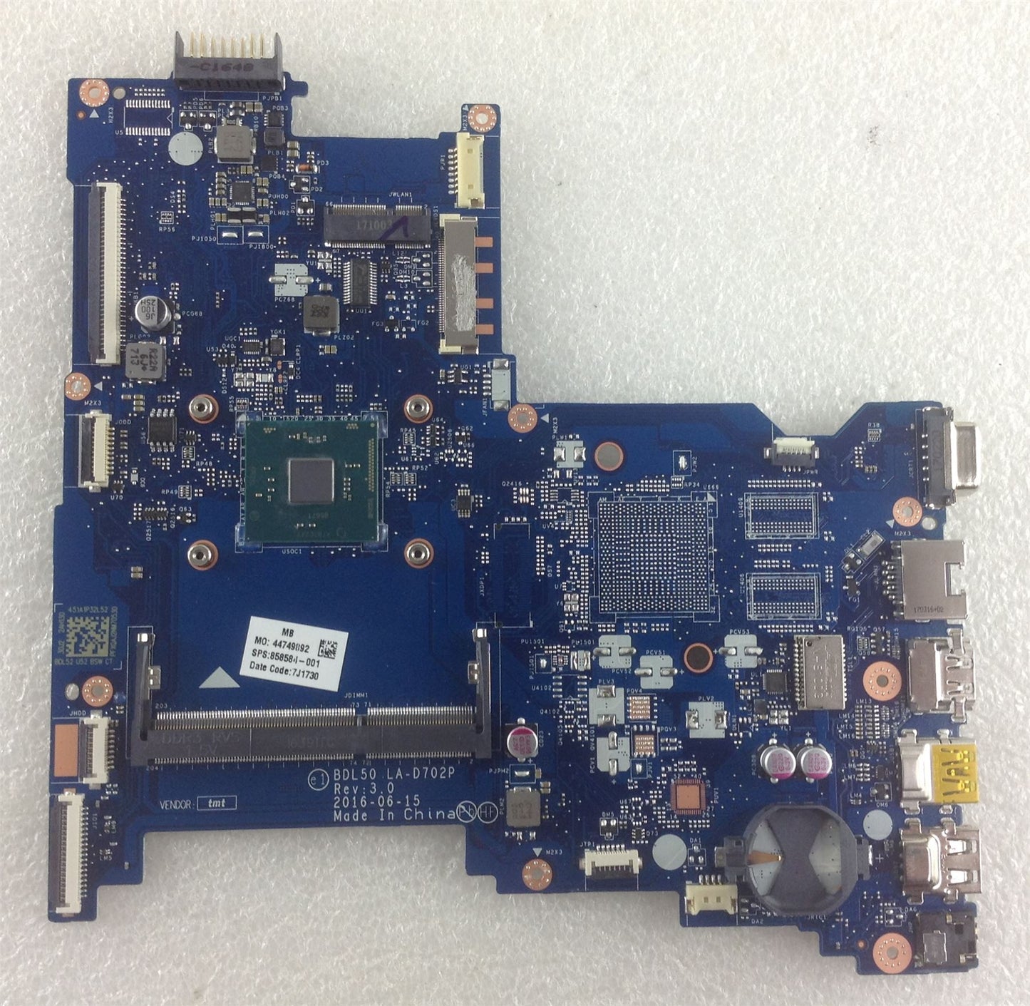 HP 250 G5 1TT39ES MOTHERBOARD Mainboard 858584-001 LA-D702P Intel N3710 1.60 GHz