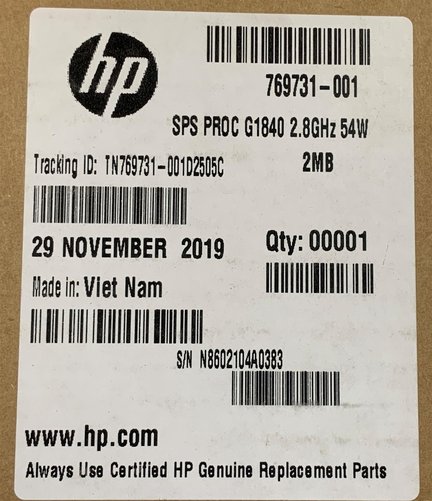 A102 HP EliteOne 800 G1 769731-001 CPU Processor Intel Celeron G1840 SR1VK NEW