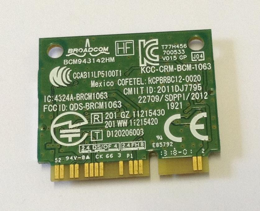 For Hp laptops and computer and also for Lenovo laptops Broadband BCM943142HM Wireless Card Half mini Broadband BCM943142HM HP Stream 13 13-C102NA Sony Vaio SVF152C29M HP Pavilion 15 p245sa Dell Inspiron 17R 5720 Sony Vaio SVF152C29M SVF15 H