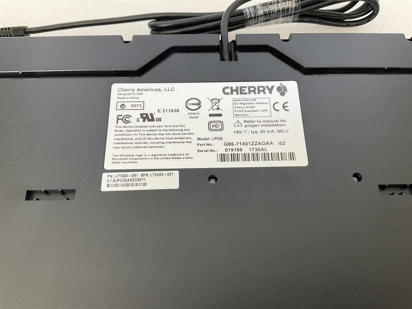 HP CHERRY G86 71401 L71004-041 L72493-041 German Germany GR POS USB Keyboard NEW