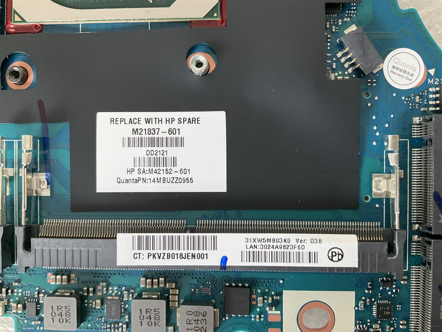 for HP ZBook Power G7 M21837-601 Intel i7-10750H NVIDIA T1000 4GB Motherboard