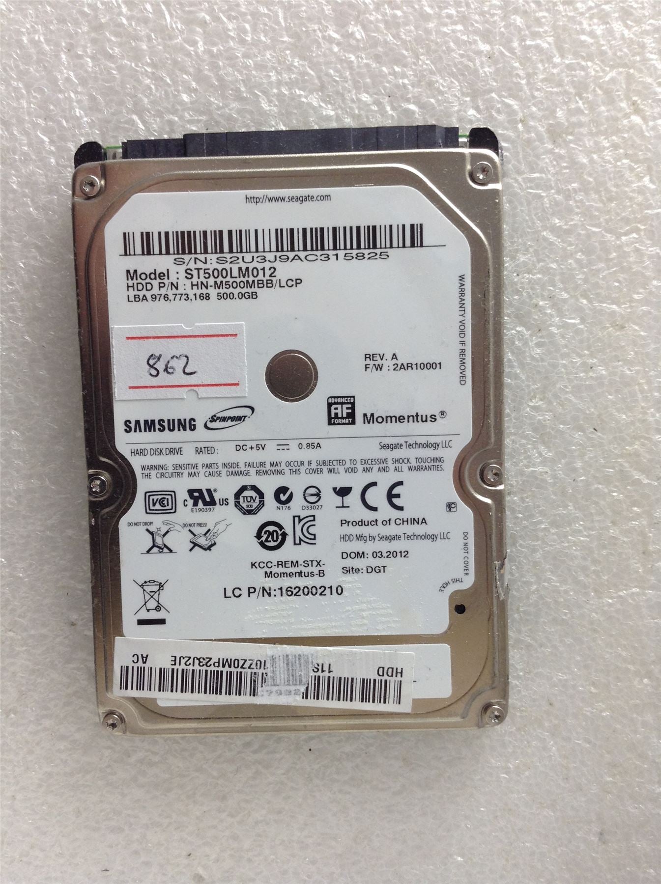 Hard Disk Drive HDD spares parts FAULTY SAMSUNG 500GB ST500LM012 HN-M500MBB/LCP