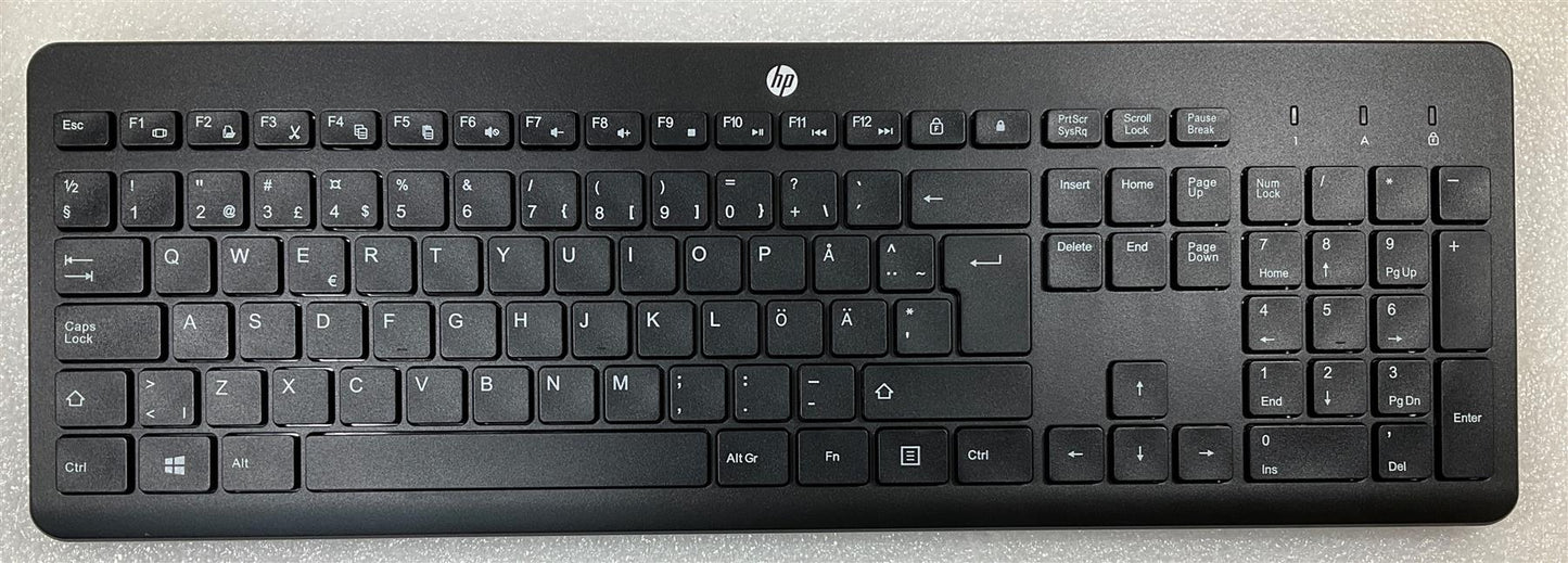 For HP M26243-101 1Y4D0AA#ABS USB Wireless Keyboard Swedish Mouse Black Genuine