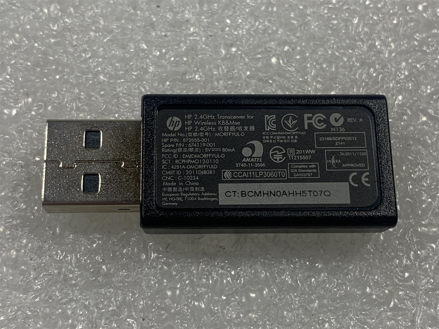 HP 674319-001 672655-001 2.4 GHz Wireless USB Transceiver for Mouse and Keyboard NEW