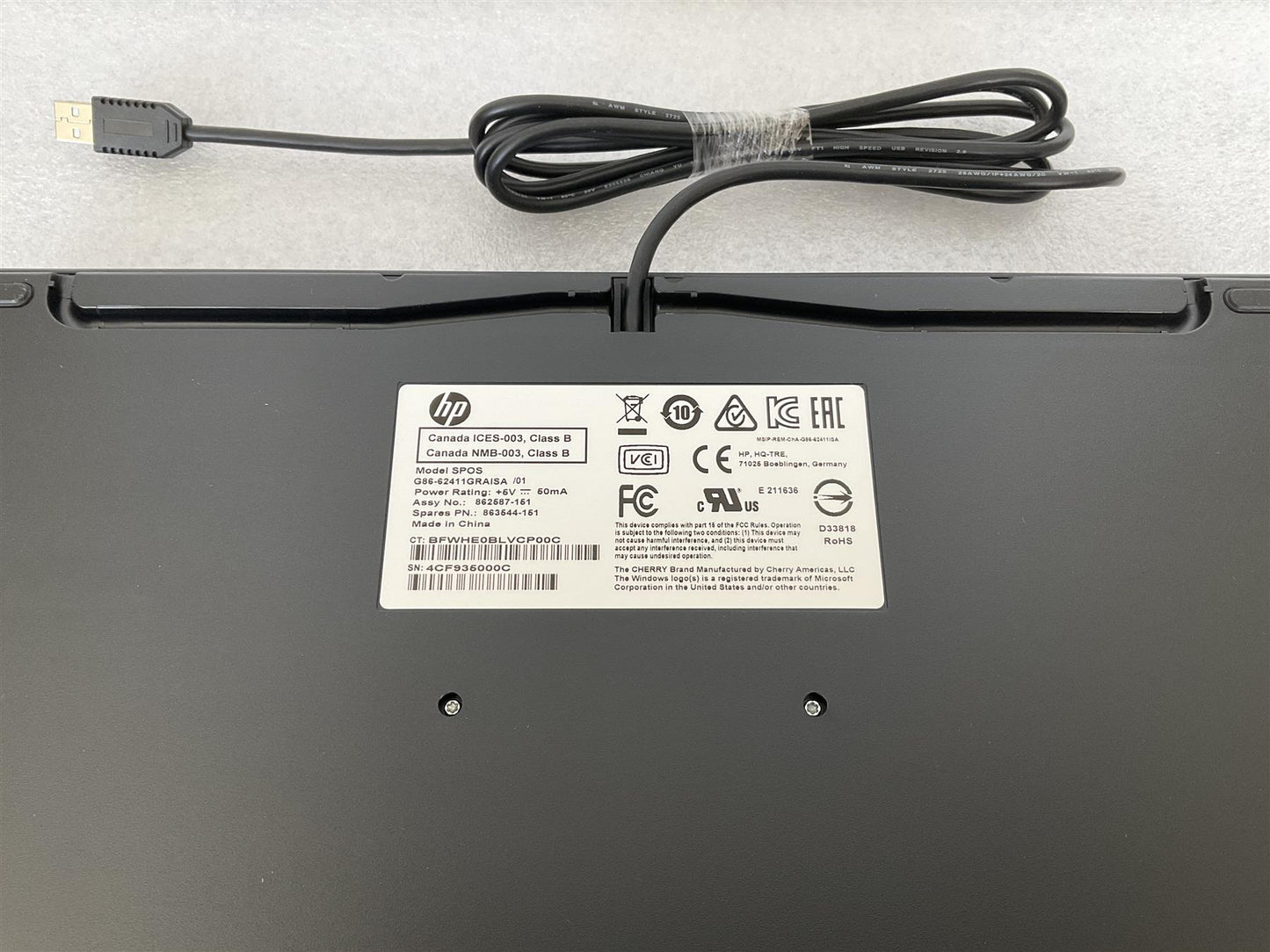 HP POS 862587-151 863544-151 Greek Greece USB Keyboard Magnetic Stripe Reader
