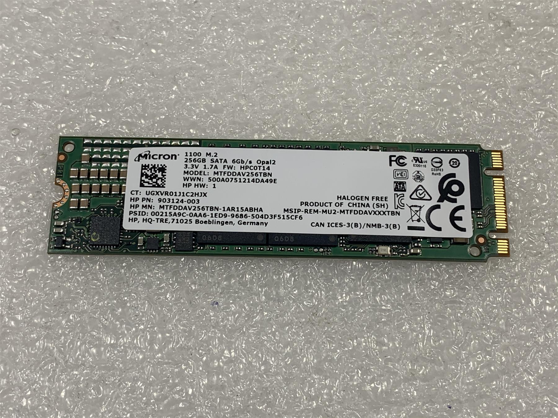 HP L26151-001 903124-001 Micron 1100 256GB Solid State Drive SSD S