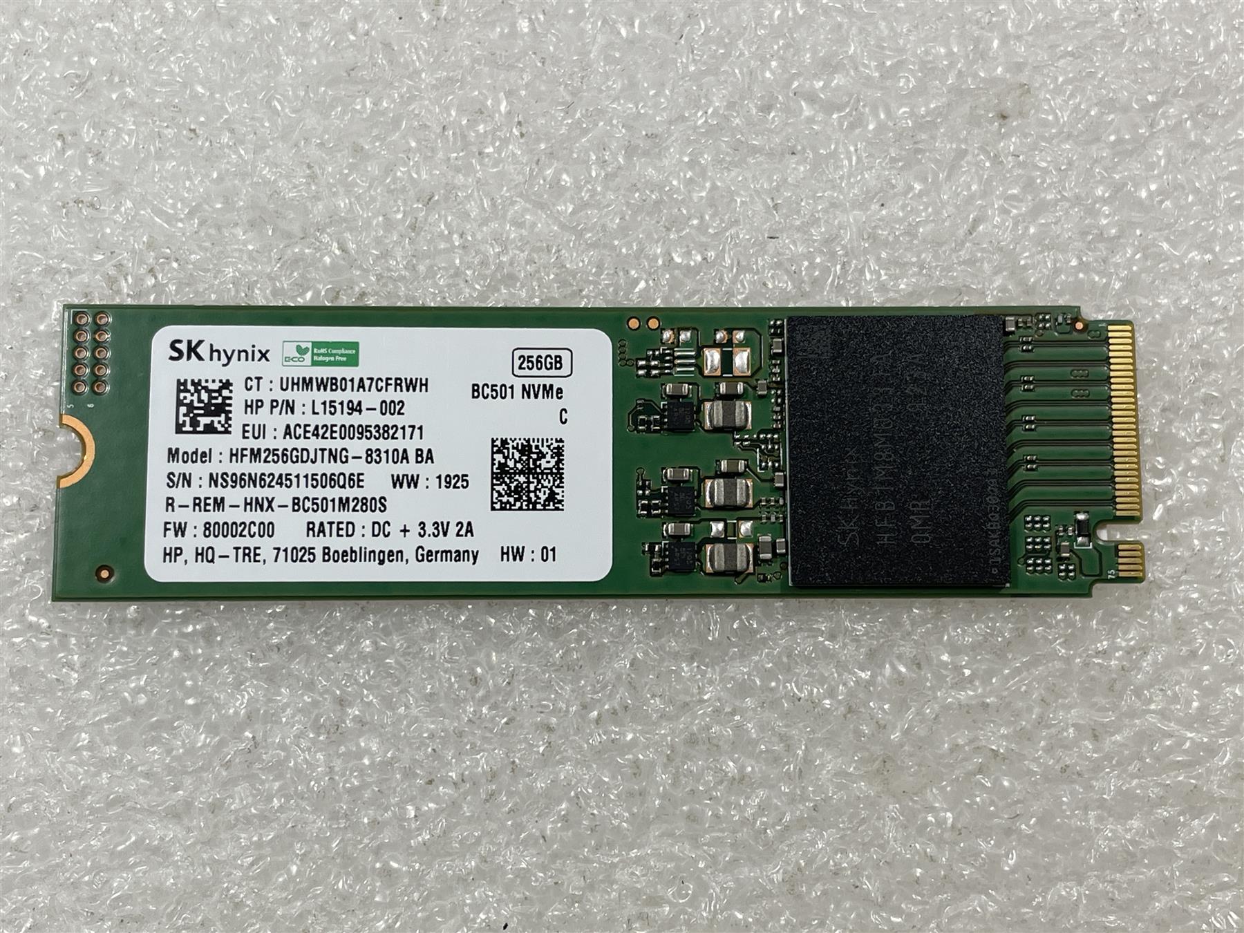 HP L56459-001 SK Hynix Solid State Drive SSD 256GB NVMe BC501 HFM2