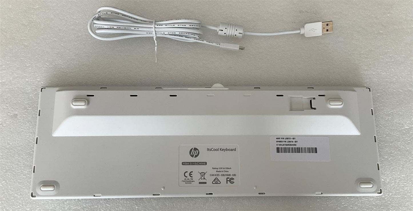 HP ItsCool Keyboard L28313-031 L28419-031 White UK English USB Wired Keyboard