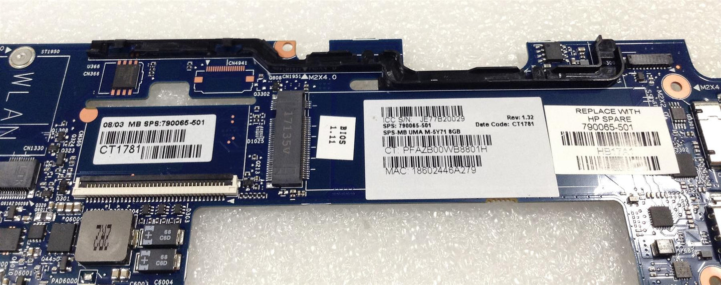 HP EliteBook Folio 1020 G1 790065-501 M-5Y71 Intel dual-core Motherboard NEW