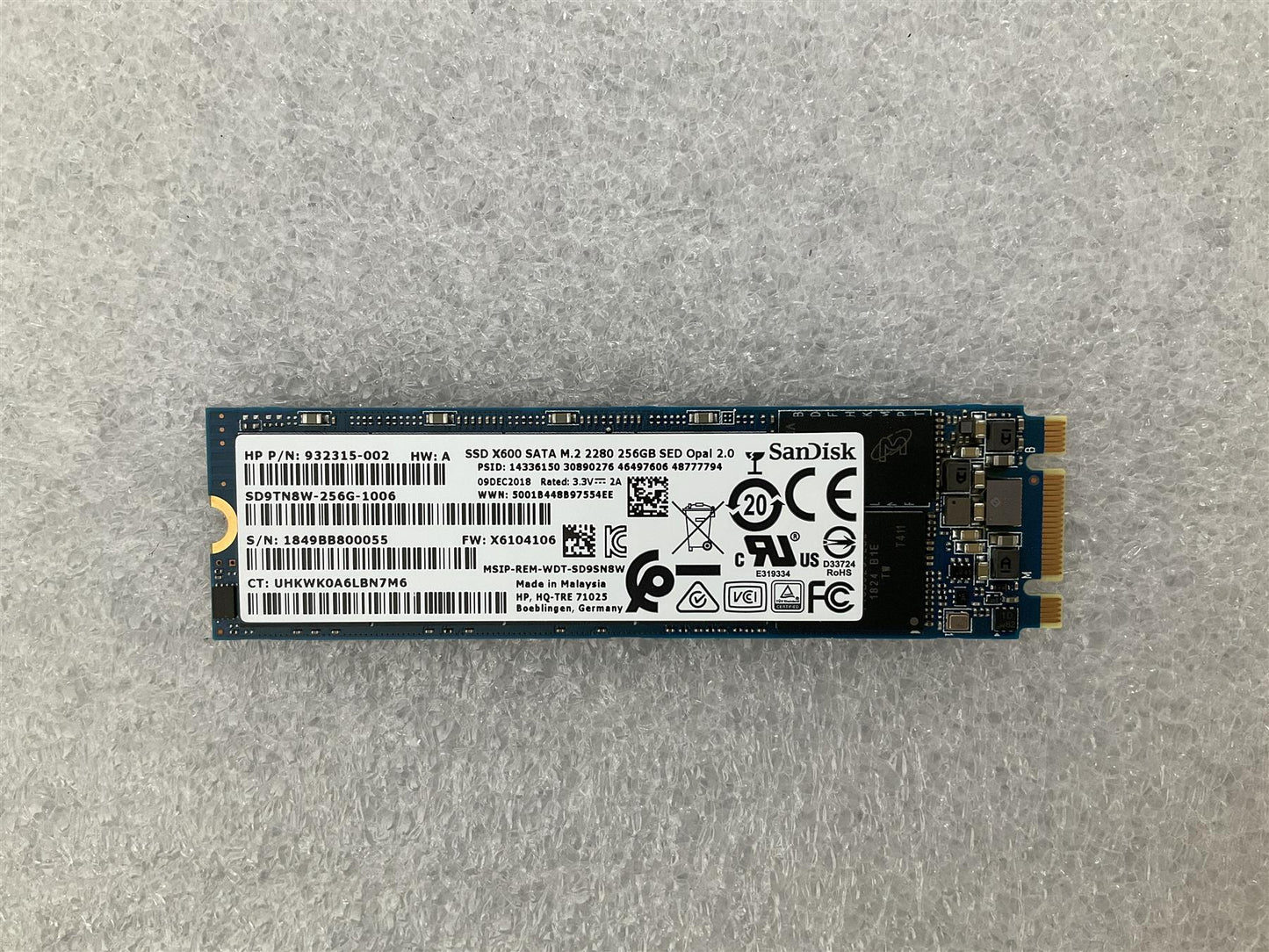 HP L29191-001 Sandisk X600 SATA 256GB Opal 2.0 SSD Solid State Drive M.2 NVMe