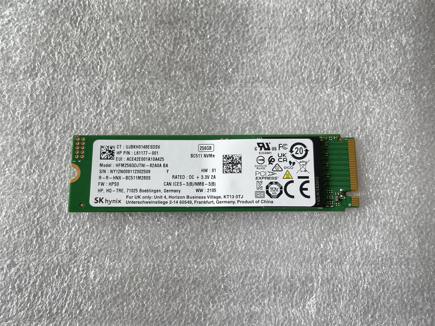 For HP L61177-001 SK Hynix 256GB BC511 M.2 NVMe SSD Solid State Drive NEW