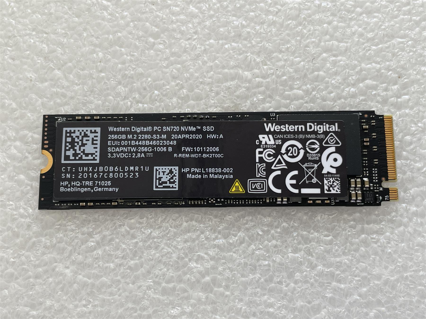 For Hp 914931-001 Western Digital SN720 M.2 NVMe SSD Solid State Drive