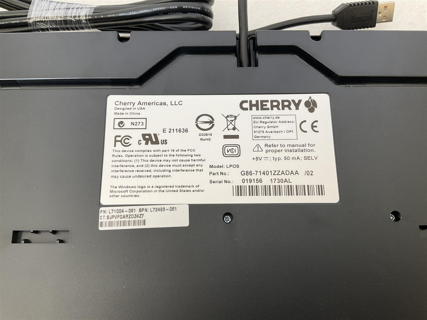 For HP CHERRY G86 71401 L71004-061 L72493-061 Italian Italy POS USB Keyboard NEW