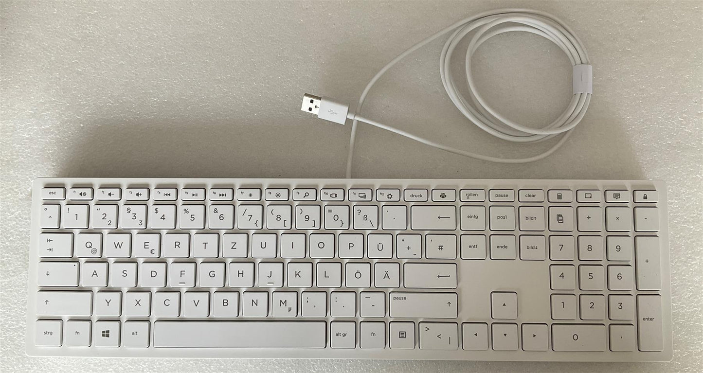 For HP White Cheddar 928517-041 German Layout USB Wired Keyboard Mouse NEW