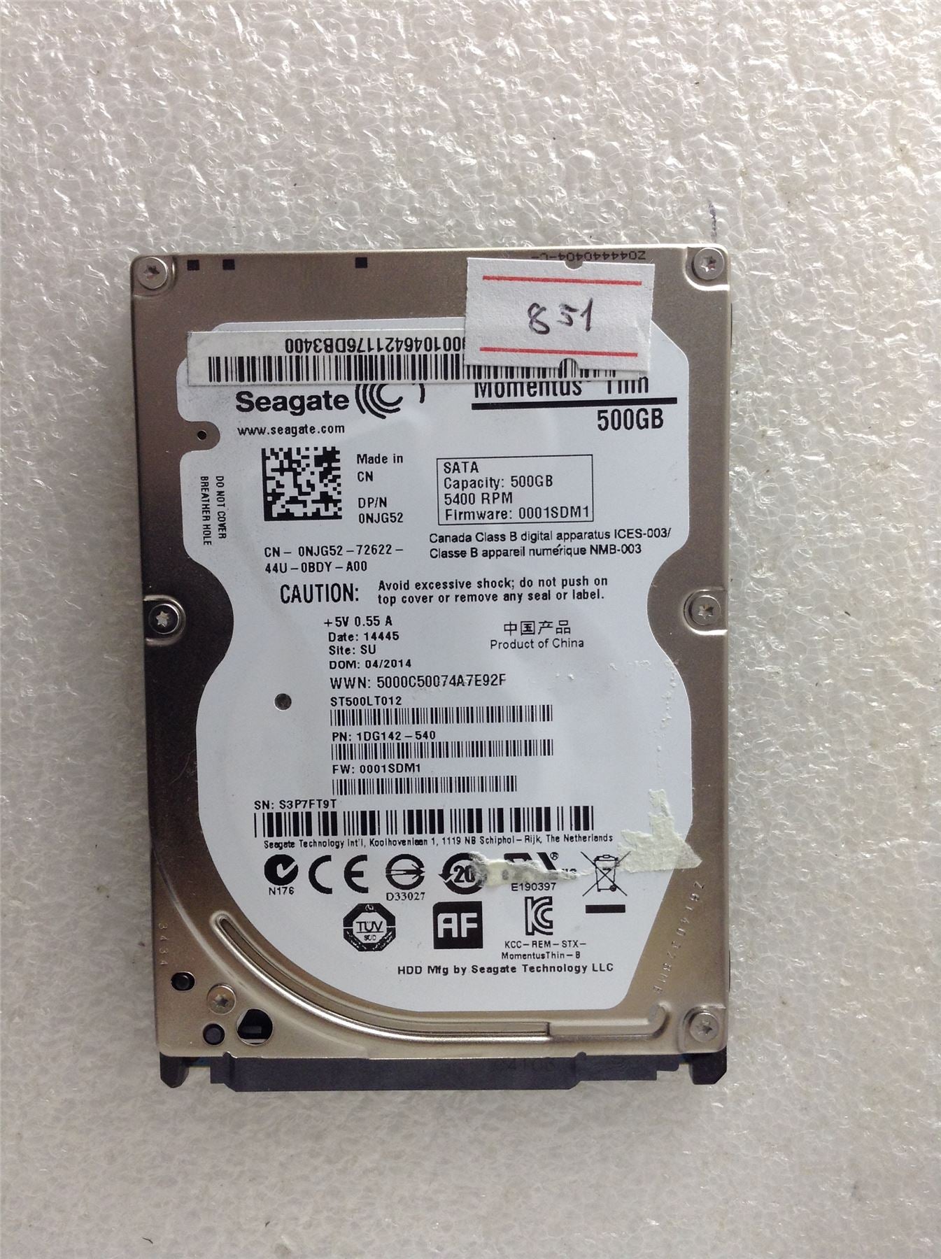 Hard Disk Drive HDD spares parts FAULTY SEAGATE 500GB ST500LT012 1DG142-540 A