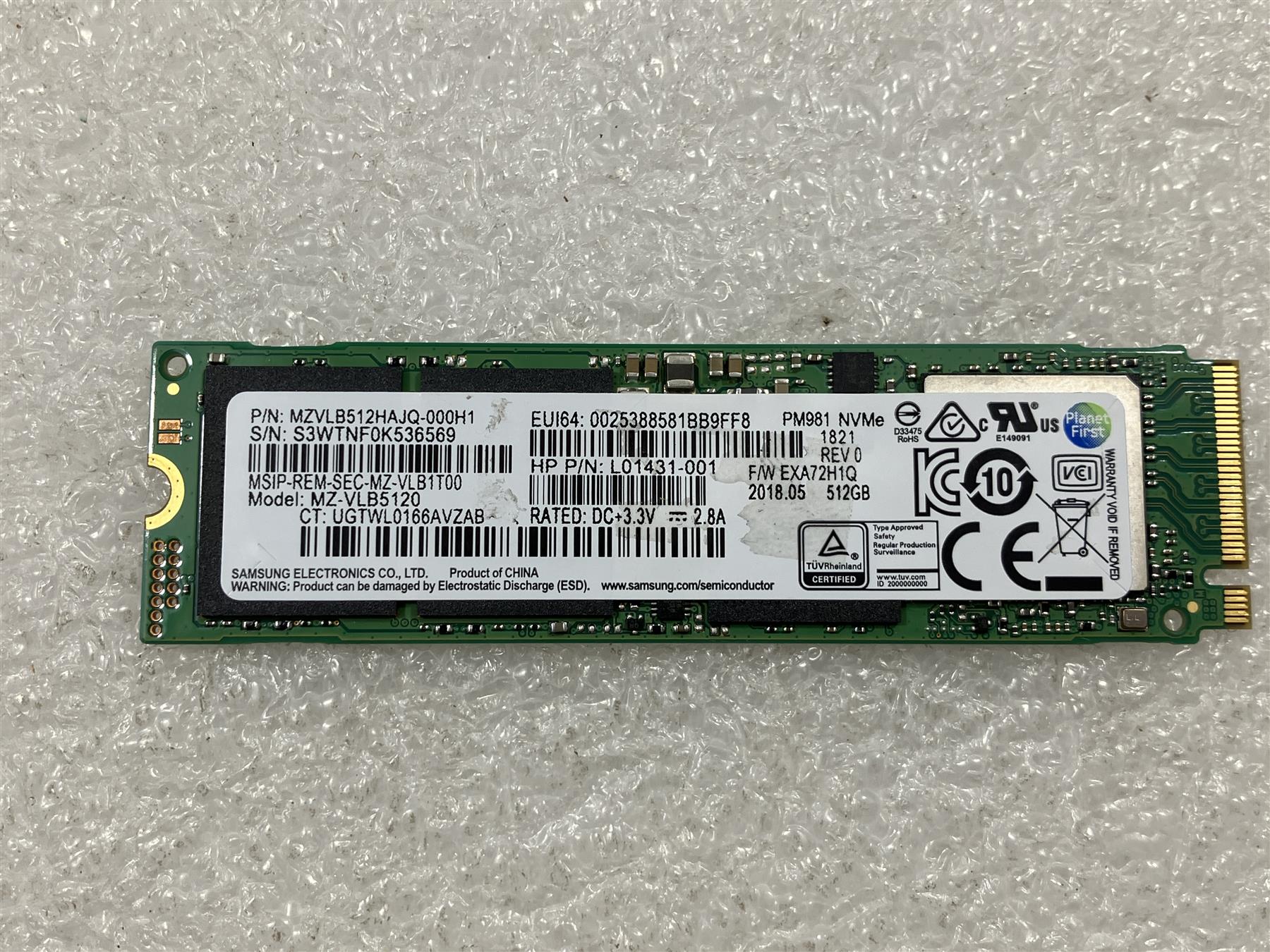 HP L17852-001 Samsung MZVLB512HAJQ PM981 NVMe Solid State Drive SSD 51