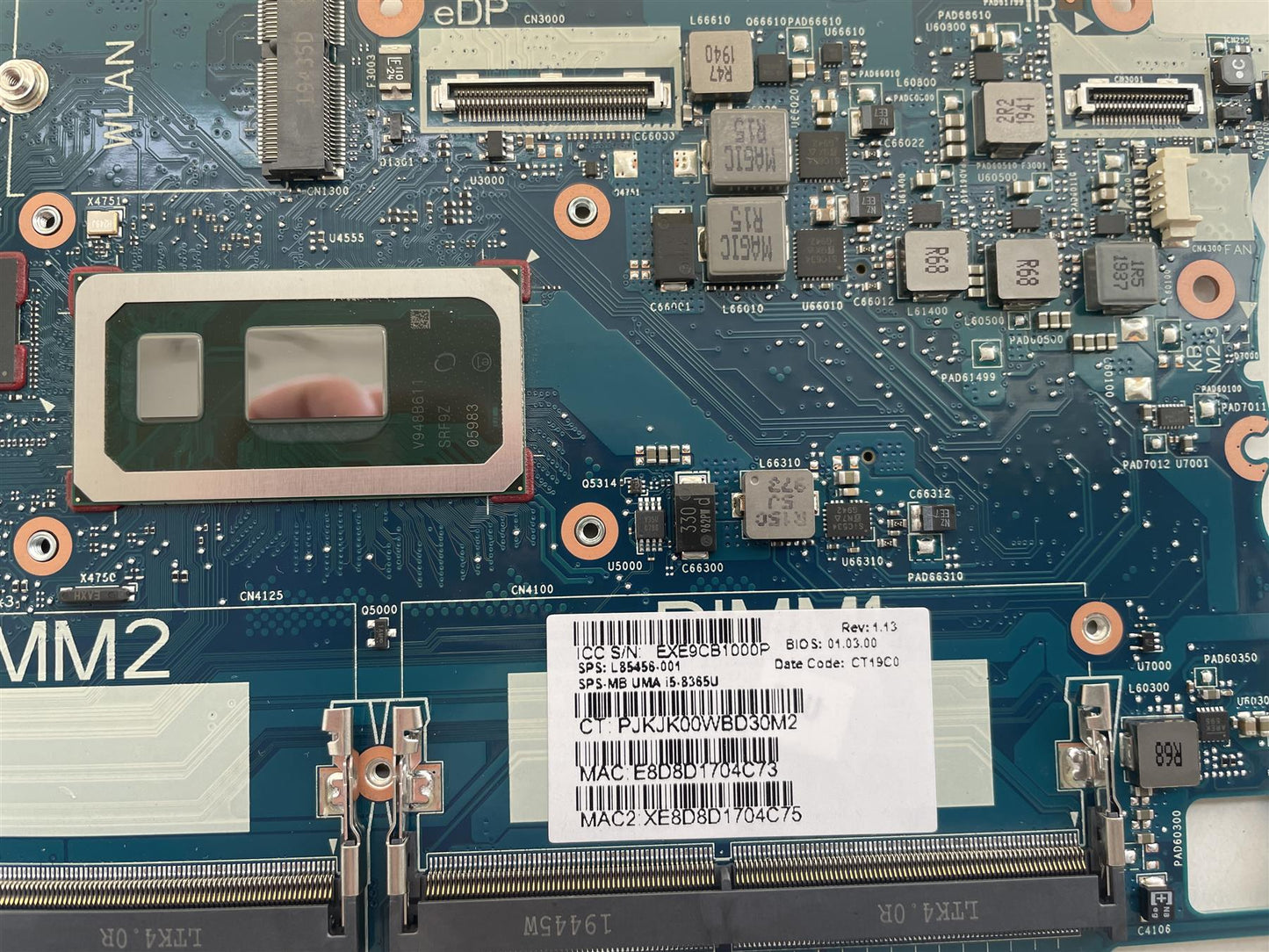 HP Elitebook 830 G6 L85456-601 001 Motherboard UMA Intel Core i5-8365U OSR NEW