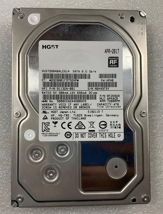 A102 - - HP Z6 G4 L36833-001 HGST 4TB SATA HDD Hard Disk Drive HUS726040ALE61 NEW