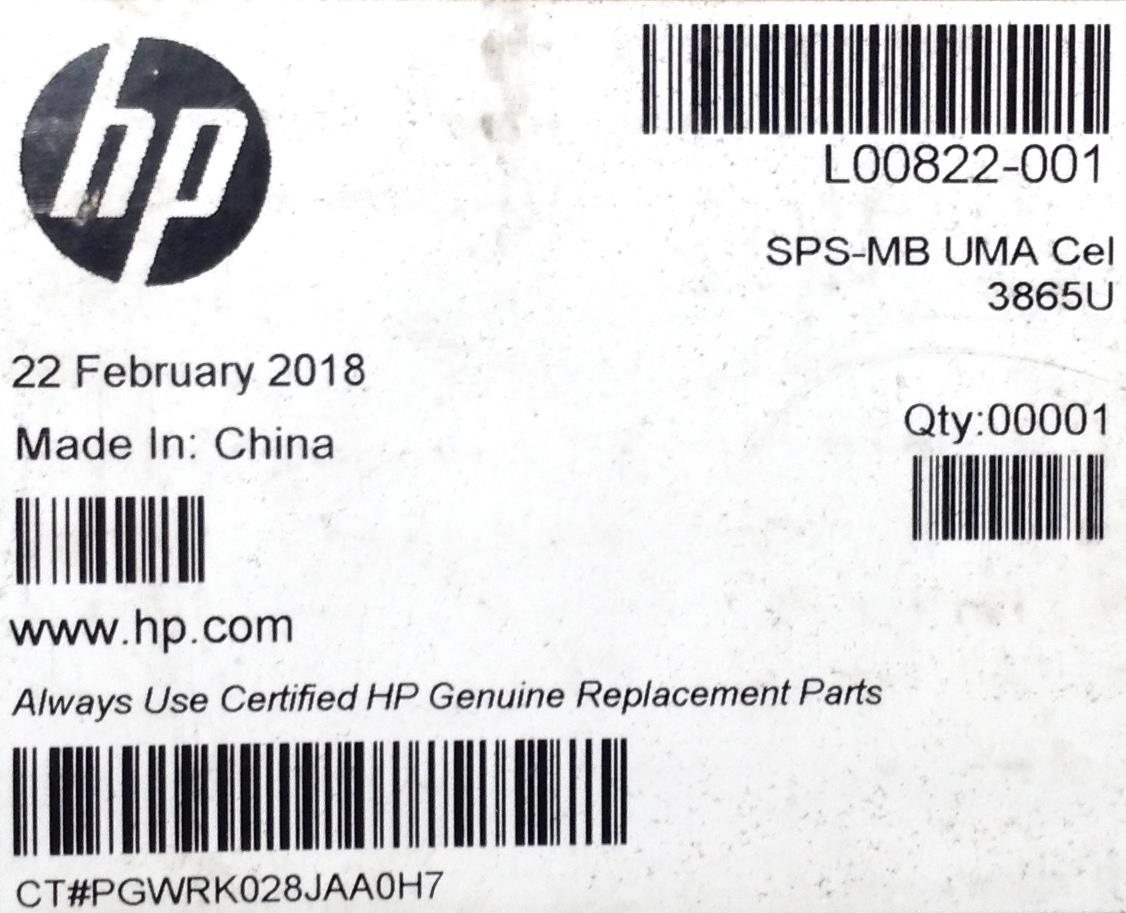 HP ProBook 450 G5 L00822-001 L00822-601 Cel 3865U With UMA (sending L00827-001 i3 UMA better faster CPU ) Motherboard NEW