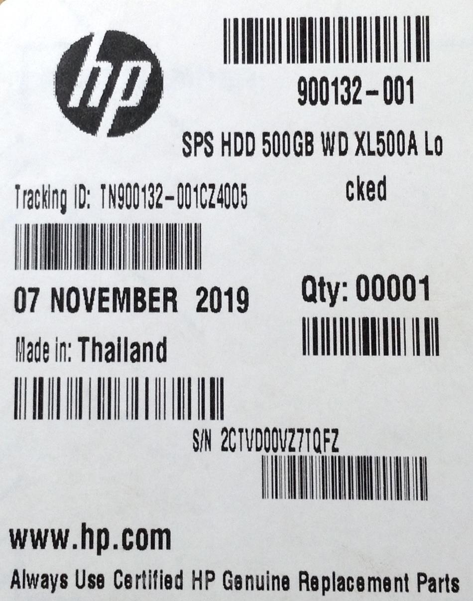 HP HDD 900132-001 500GB HDD WD Hard Disk Drive XL500A Genuine New