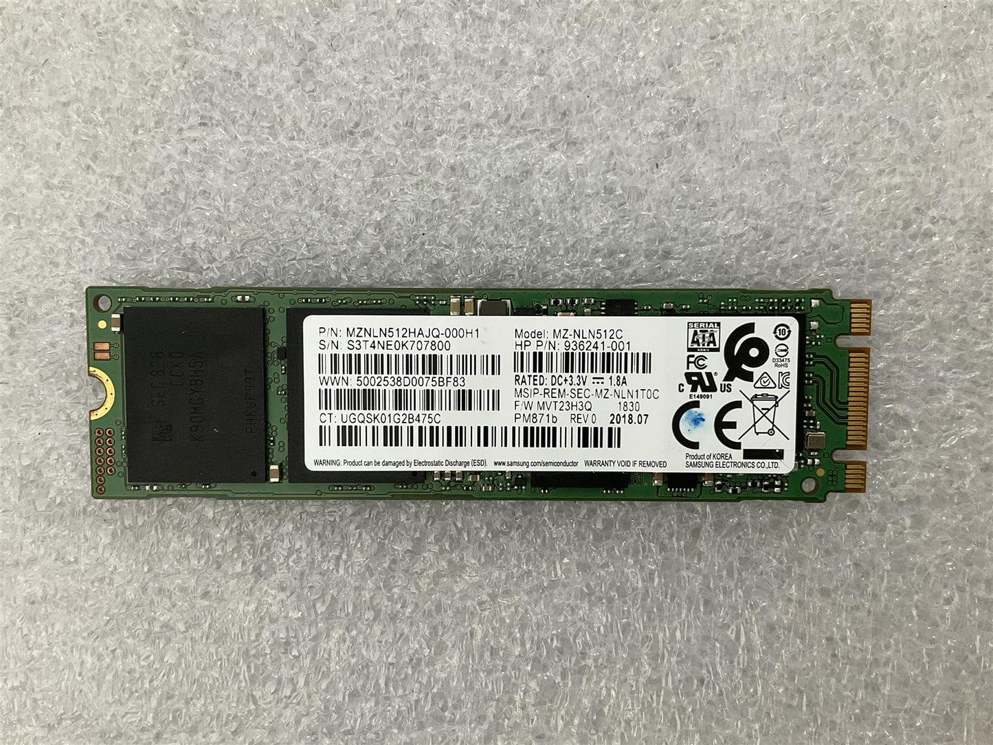 HP 926566-001 Samsung PM871B 512GB MZNLN512HAJQ SSD Solid State Drive M.2 SATA