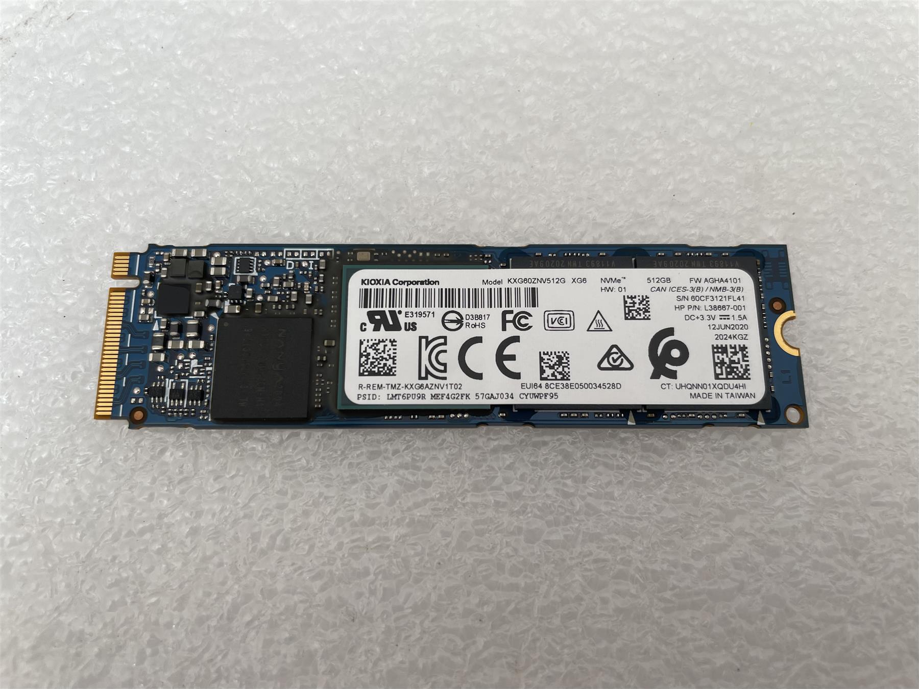 HP L09244-001 KIOXIA KXG60ZNV512G XG6 M.2 NVMe 512GB SSD Solid State D