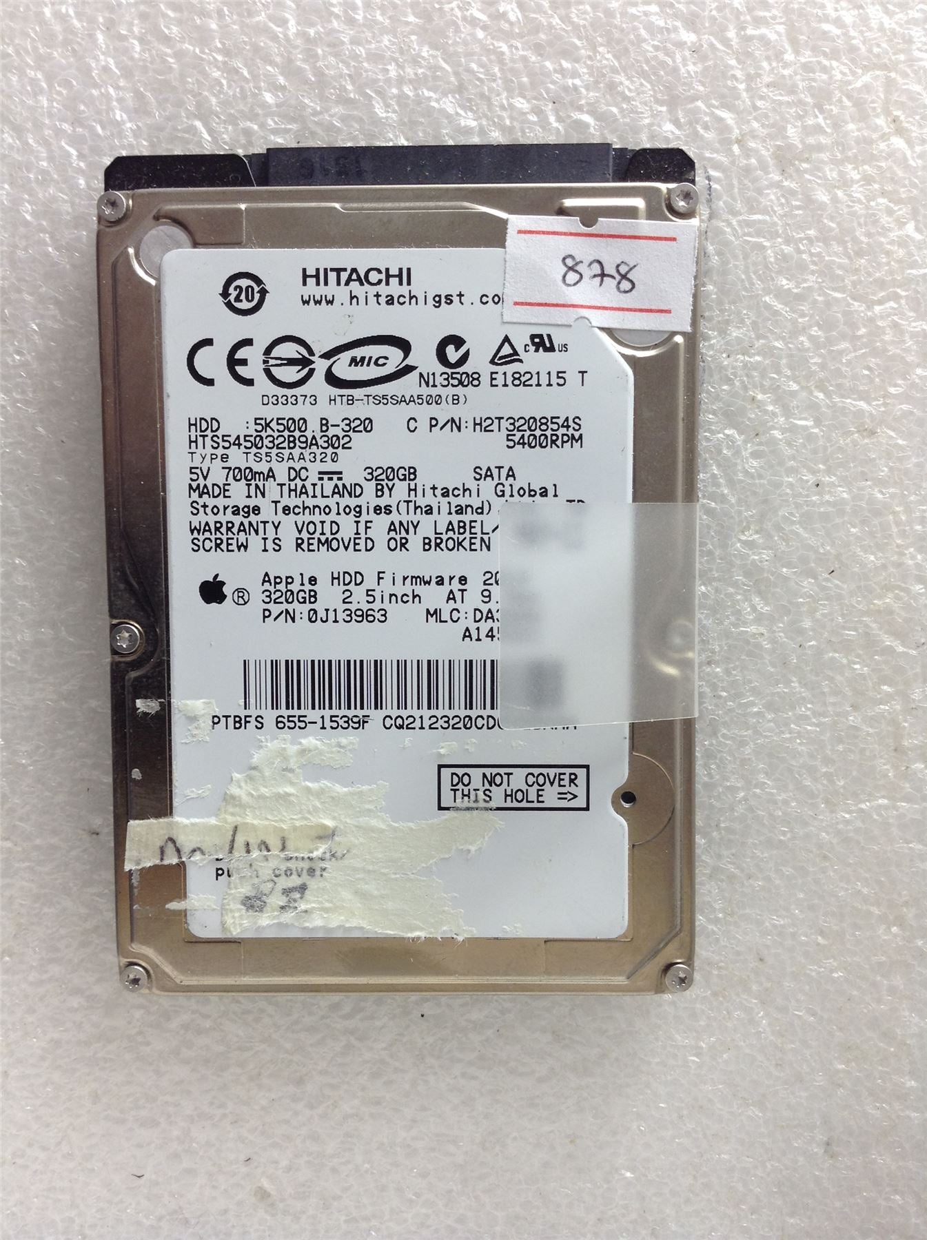 Hard Disk Drive HDD spares parts FAULTY HITACHI HGST 320GB 5K500 B-320 0J13963 A