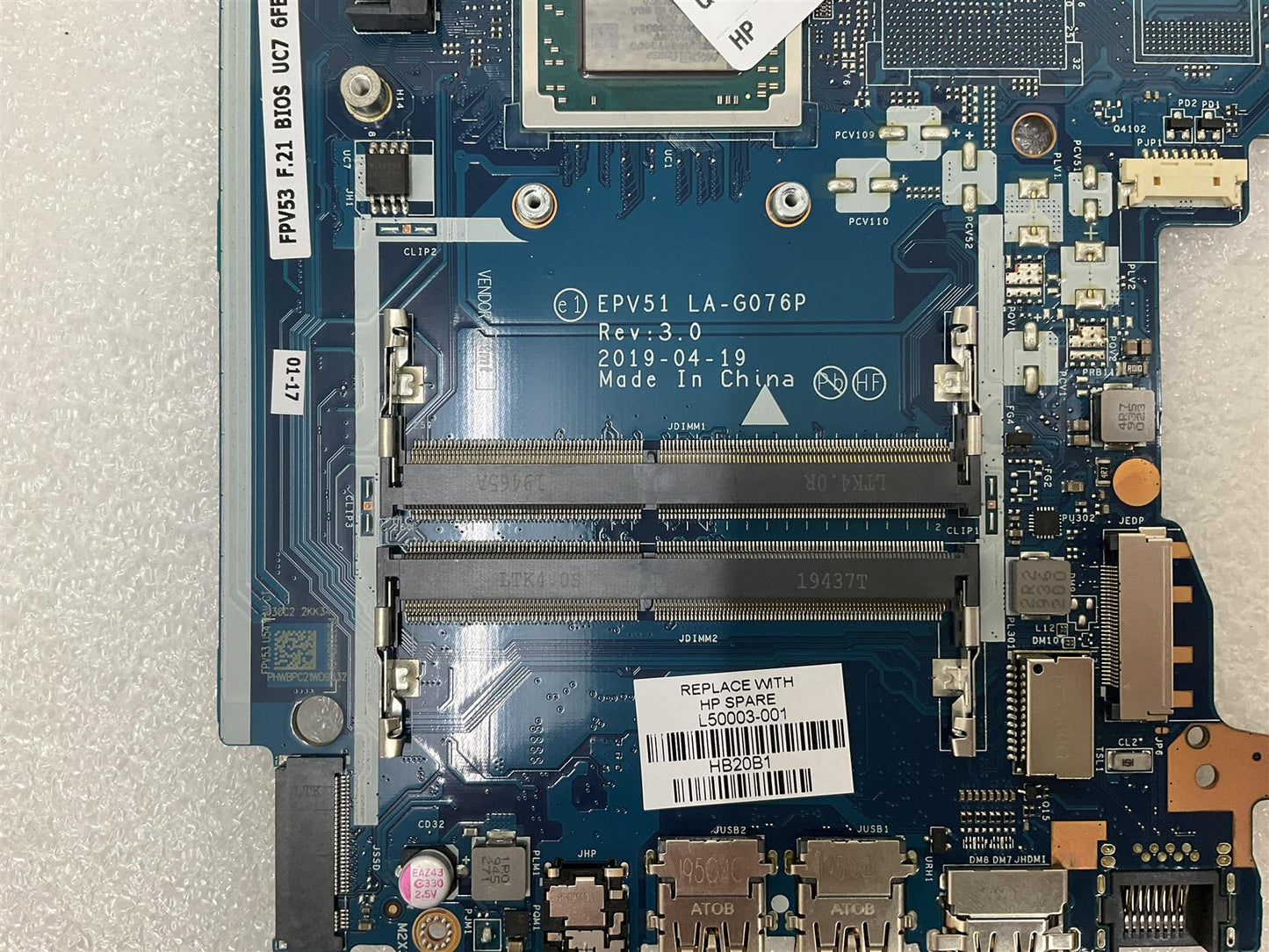 for HP 255 G7 15-DB L50003-001 L50003-601 AMD Ryzen3 2200U UMA Motherboard NEW