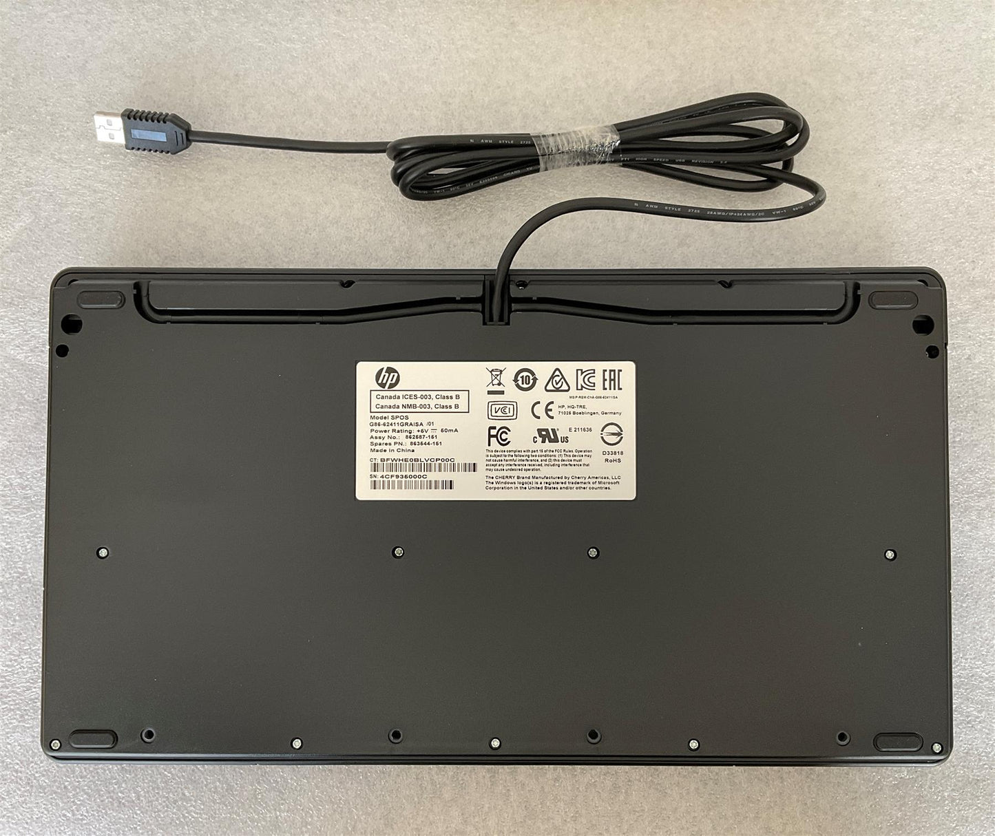 HP POS 862587-151 863544-151 Greek Greece USB Keyboard Magnetic Stripe Reader