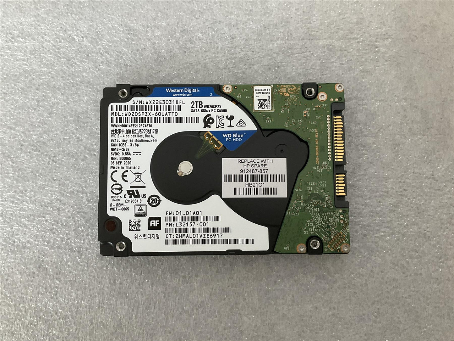 HP 912487-857 Western Digital WD20SPZX-60UA7T0 2TB HDD Hard Disk Drive 2.5 SATA