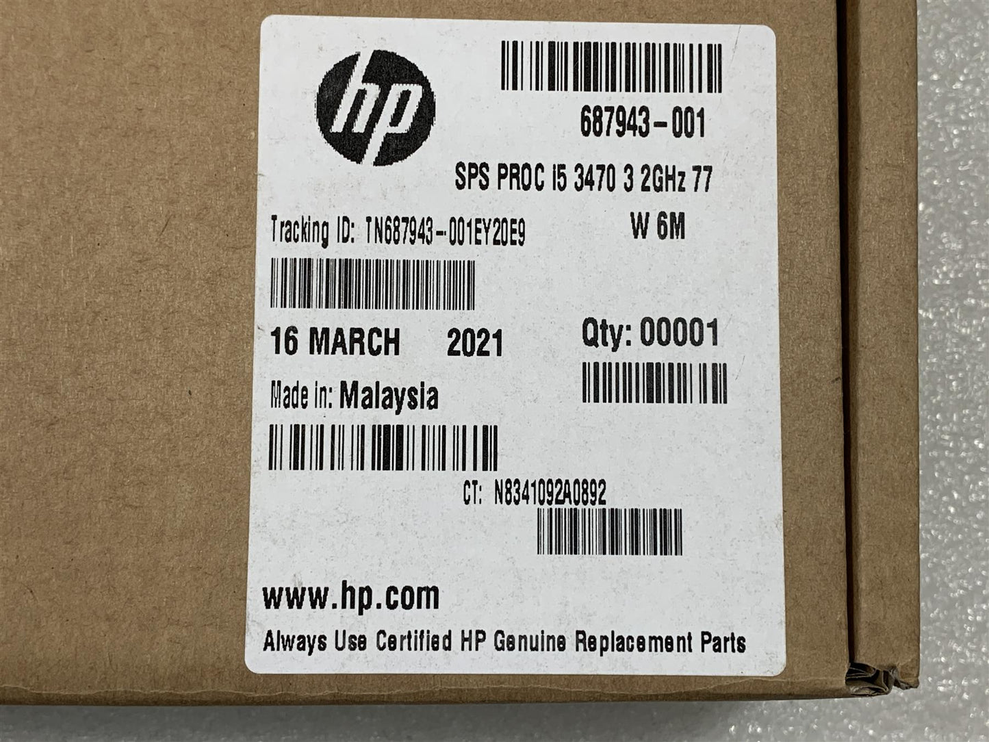 HP 687943-001 Intel Core i5-3470 3.20GHz Quad-Core CPU Processor SR0T8 NEW