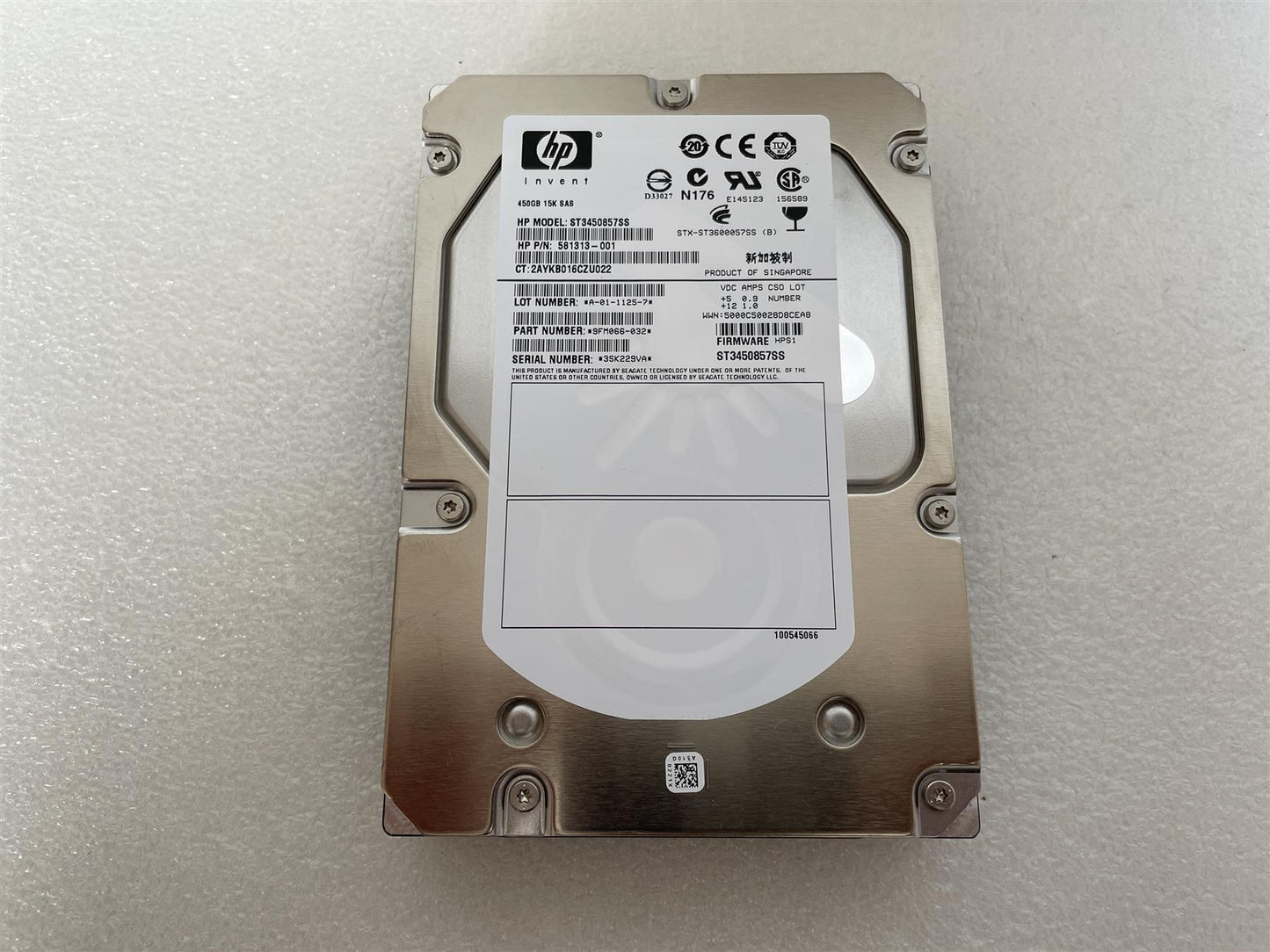 HP 581313-001 Seagate Cheetah ST3450857SS 450GB 15K SAS Hard Disk Drive 3.5 inch
