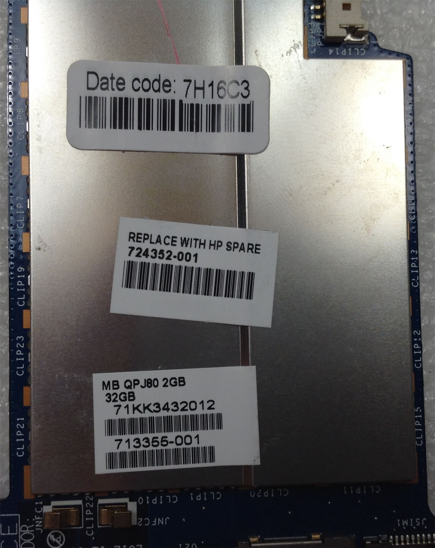 HP ElitePad 900 G1 1000 G1 Tablet 71KK3432012 Z2760 Motherboard ( also for 64-GB of eMMC primary storage 724353-001)