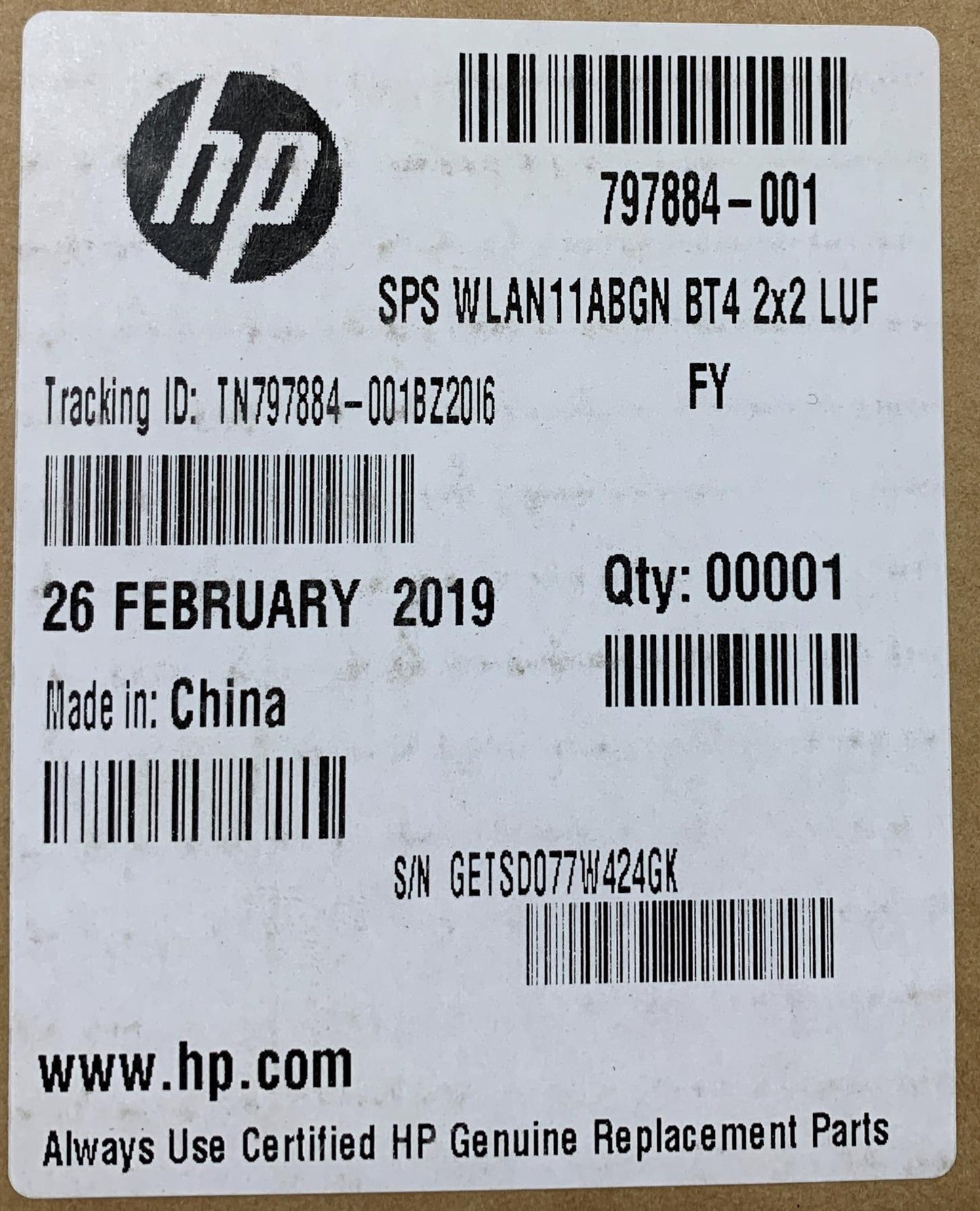 HP 797884-001 Broadcom BCM943228ZH_1 NGFF 2230 Wifi Wi-Fi WLAN Wireless Card NEW