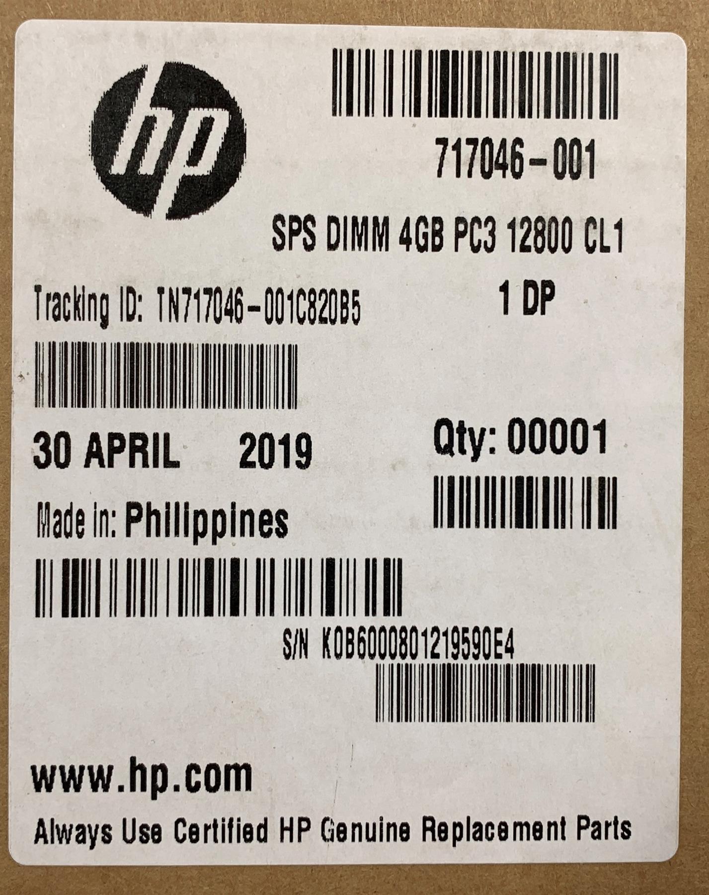 HP 717046-001 SAMSUNG M378B5173EB0-YK0 4GB PC3 12800 CL11 RAM Memory SO-DIMM NEW