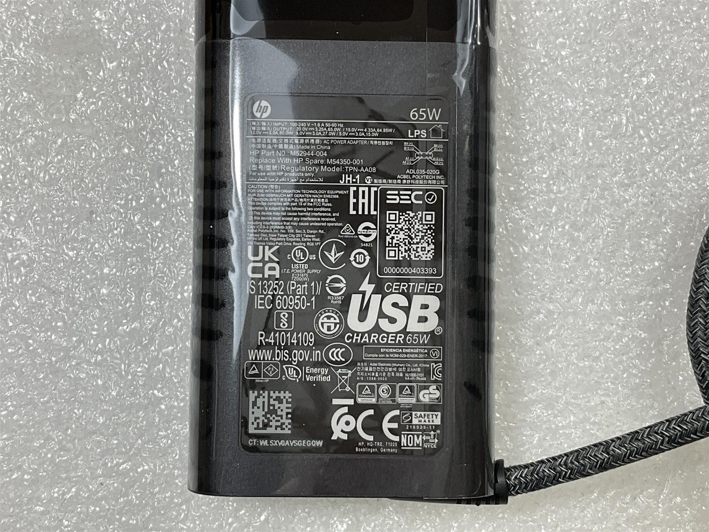 For HP 671R2AA-ABB TPN-AA08 65W Type C USB C ADP65UE AC Power Charger Adapter