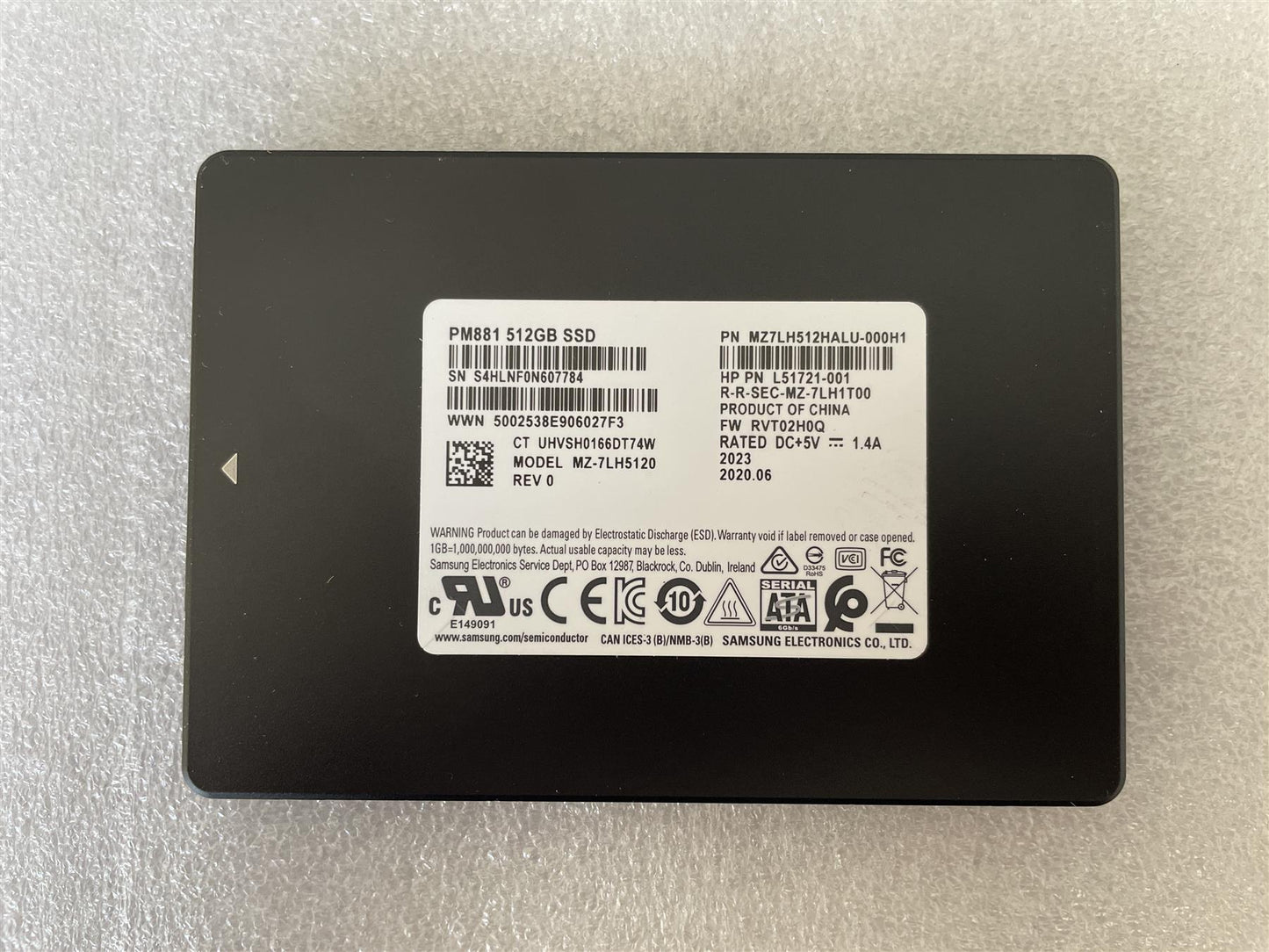For HP L51721-001 Samsung PM881 512GB SSD Solid State Drive 2.5 inch SATA NEW